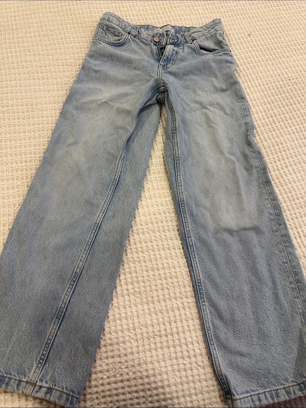 Zara Light Blue Flared Wide-Leg Jeans